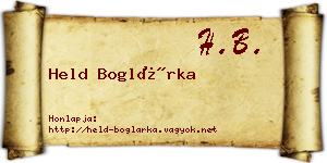Held Boglárka névjegykártya